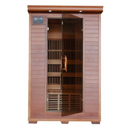 - HeatWave Yukon 2 Person Cedar Infrared Heatwave Sauna with 6 Carbon Heaters E-Z Touch Control Panel Oxygen Ionizer CHROMOTHERAPY System Recessed Interior Lighting and Built-In Sound
