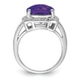 thumbnail image 2 of Primal Silver Sterling Silver Rhodium-plated Checker-cut Amethyst and Diamond Ring, 2 of 5