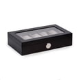 thumbnail image 3 of Bey Berk Black Wood Ten Watch Box w/ Quartz Movement Clock, 3 of 3