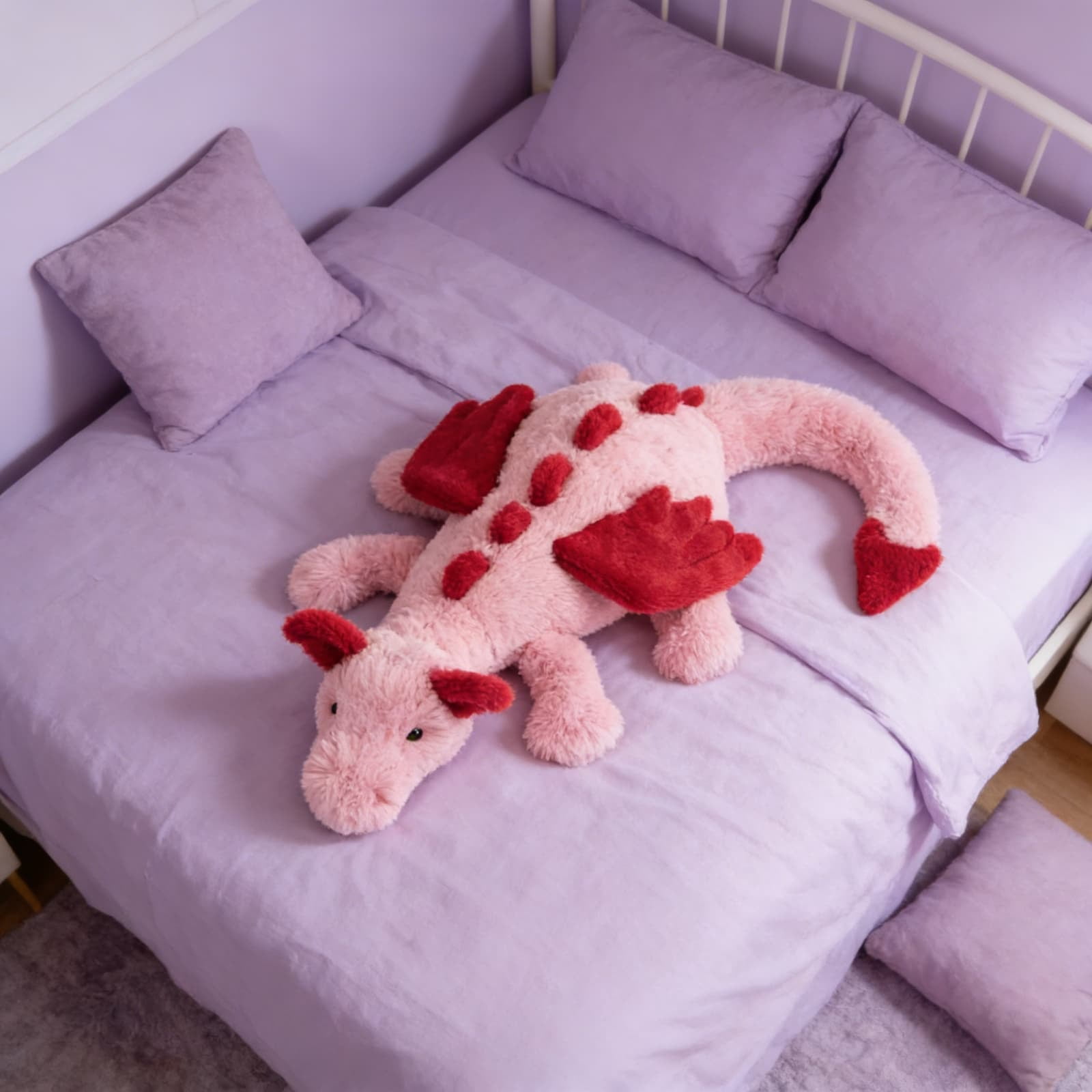 Jellycat, Heart Dragon, Large, Pink Plush Toy with Red Accents