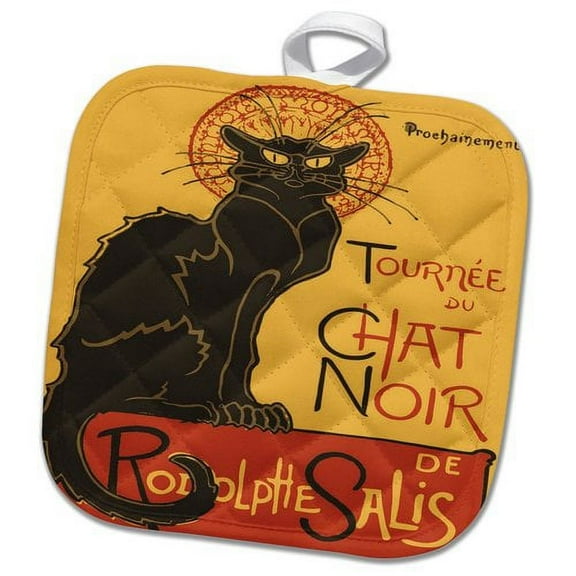 3dRose, Tournee du Chat Noir De Rodolphe Salis Vector, 8x8 Potholder