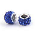 thumbnail image 1 of SNNROO Alloy Rhinestone European Beads  Large Hole Beads  Rondelle  Platinum Metal Color  Topaz  11x6mm  Hole  5mm, 1 of 2