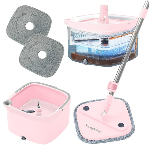 Square Spin Mop and Bucket Smart Floor Mop with Separate Compartments for Clean and Dirty Water, Self Cleaning with 2 Machine Was