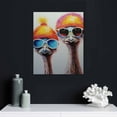 thumbnail image 4 of Nawypu Ostriches Paintings Lovely Canvas Animal Paintings Funny Ostrich Wall Decor Pictures Modern Canvas Wall Art Home Decor For Living Room Office Bedroom Ready to Hang 16x20 inch, 4 of 4