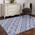 thumbnail image 3 of 3'x5' Rug for Living Room Bedroom, Blue Floral Washable Area Rugs Non-Slip Carpet Mats, Spring Flowers Pattern Plants Simple Vintage Indoor Low Pile Area Rug Runner for Kitchen, Mudroom, 3 of 8