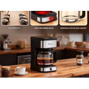 15-Cup Drip Coffee Maker, Home/Office Coffee Brewing Machine with Removable Filter, Glass Carafe and Heated Base, Black & Stainless Steel