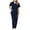 Navy, variant on Scrubs 2 Piece Set for Women - Modern V-Neck Top & Jogger Pants Medical Nursing Uniforms Womens Scrub Matching Sets