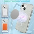 thumbnail image 5 of for iPhone 14 Case, Sparkly Glitter Bling Back, Magnetic Support for MagSafe Shockproof Case, Crystal and Clear High-Duty Protection for iPhone 14 Case -Glitter Crystal, 5 of 14
