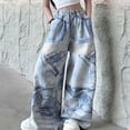 thumbnail image 6 of RUTAYY Toddler Girls Fashion Cute Personality Pants Elastic Waist Wide Leg Jeans Casual Demin Pants With Pockets Trouser Versatile Infants Pants, 6 of 7