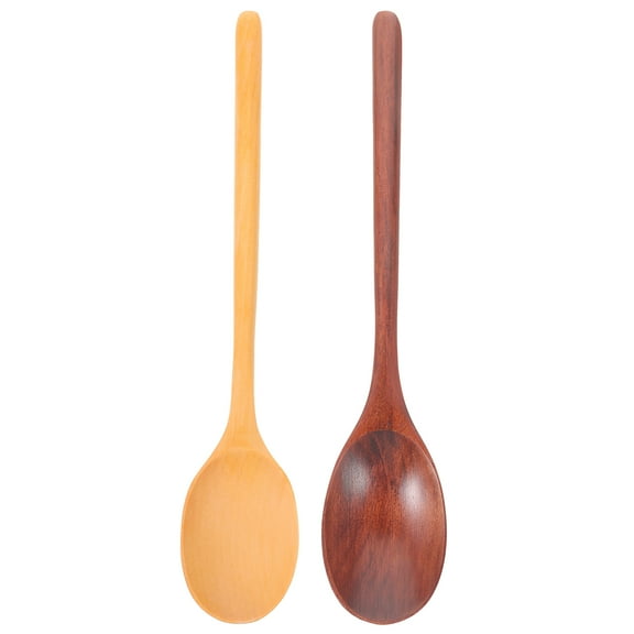 COOPHYA Wooden Mixing Spoon Long Handle For Baking Cooking 2Pcs 9.3x1.7x0.4In