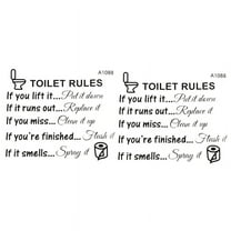 2X Toilet Rules Bathroom Removable Wall Sticker Vinyl Art Decals DIY Home Decor,2x Wall Sticker,Black