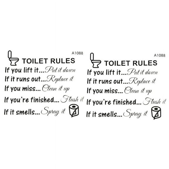 2X Toilet Rules Bathroom Removable Wall Sticker Vinyl Art Decals DIY Home Decor,2x Wall Sticker,Black