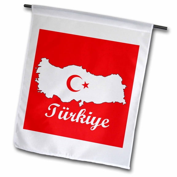 3dRose, Reverse flag in outline map of Turkey with Turkey written in Turkish. , 18 x 27 inch Garden Flag