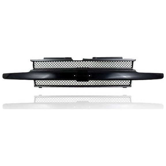 Grille - Compatible/Replacement for '02-09 Chevrolet Trailblazer - Black Bar, Gray Mesh Insert Without Headlight Washer Hole P27519, With Emblem Provision - 10358121