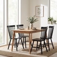 thumbnail image 3 of Dayalane Farmhouse Windsor Dining Chairs Set of 4, Solid Wood Spindle Back Dining Side Chairs, Mid-Century French Country Oak Kitchen Chairs for Dining Room Living Room Kitchen Restaurant, Black, 3 of 19