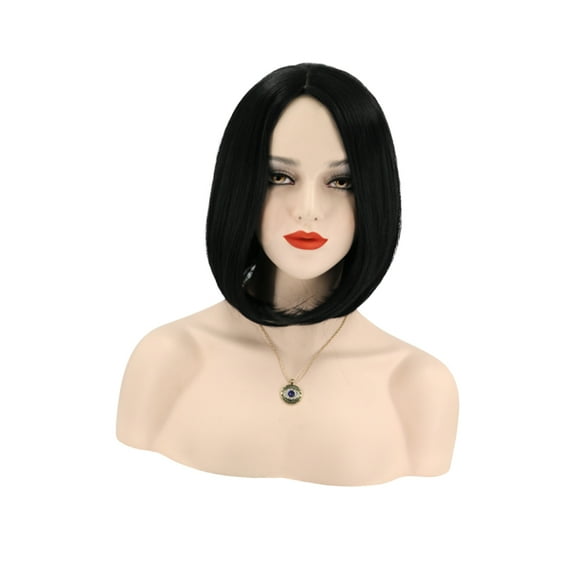 HOOWIFFY 1Pack Ladies Wigs Black Straight Hair Medium Length for  Cosplay Fancy Dress Celebration