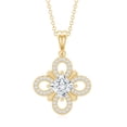 thumbnail image 2 of Rosec Jewels Lab Diamond Floral Pendant Necklace - Vintage Inspired Wedding Necklace (EF-VS Grade), 14K Yellow Gold, 2 of 6