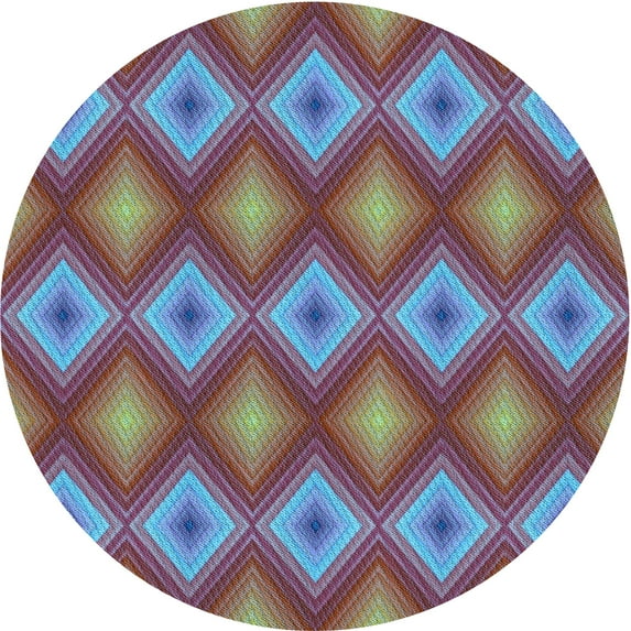Ahgly Company Indoor Round Patterned LightSlateGray or LightSlateGrey Gray Area Rugs, 7' Round