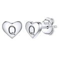 thumbnail image 1 of Pendientes de corazón inicial de Silvora, tachuelas de plata esterlina hipoalergénicas para mujer, diminuta letra Q, dijes de oreja, regalo de joyería para cumpleaños, día de la madre, 1 of 8