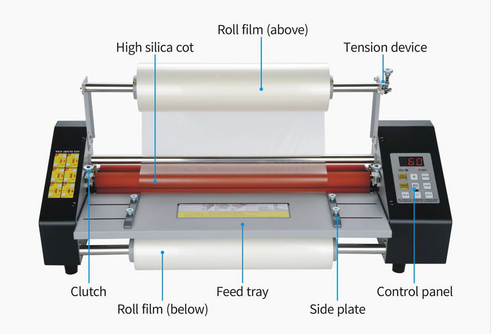 INTBUYING 17.3inch Hot Cold Roll Laminating Machine Electric A2 Digital Display Roll Lamina-tor 110V