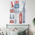 thumbnail image 4 of Phone Booth Tapestry, London United Kingdom Themed Landmarks and Flags, Wall Hanging for Bedroom Living Room Dorm Decor, 60W X 80L Inches, Slate Brown Vermilion and Pale Blue Grey, by Ambesonne, 4 of 5