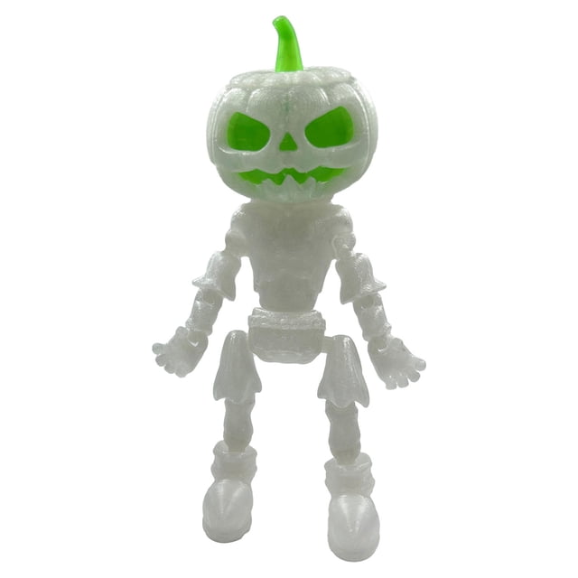 Fiudx Calabaza de Halloween con Ojos y Boca Brillantes, Cambio de Color, Adorno Articulado, Decoración Única de Halloween, Efecto Espeluznante Nocturno, Tamaño 17 X 5,6 X 5,6 Cm