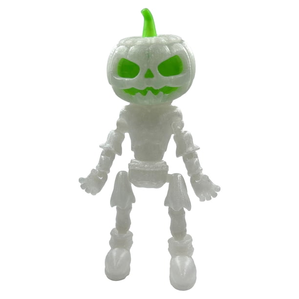 Figura decorativa de calabaza de Halloween que brilla en la oscuridad | Figura luminosa articulada para una decoración nocturna espeluznante