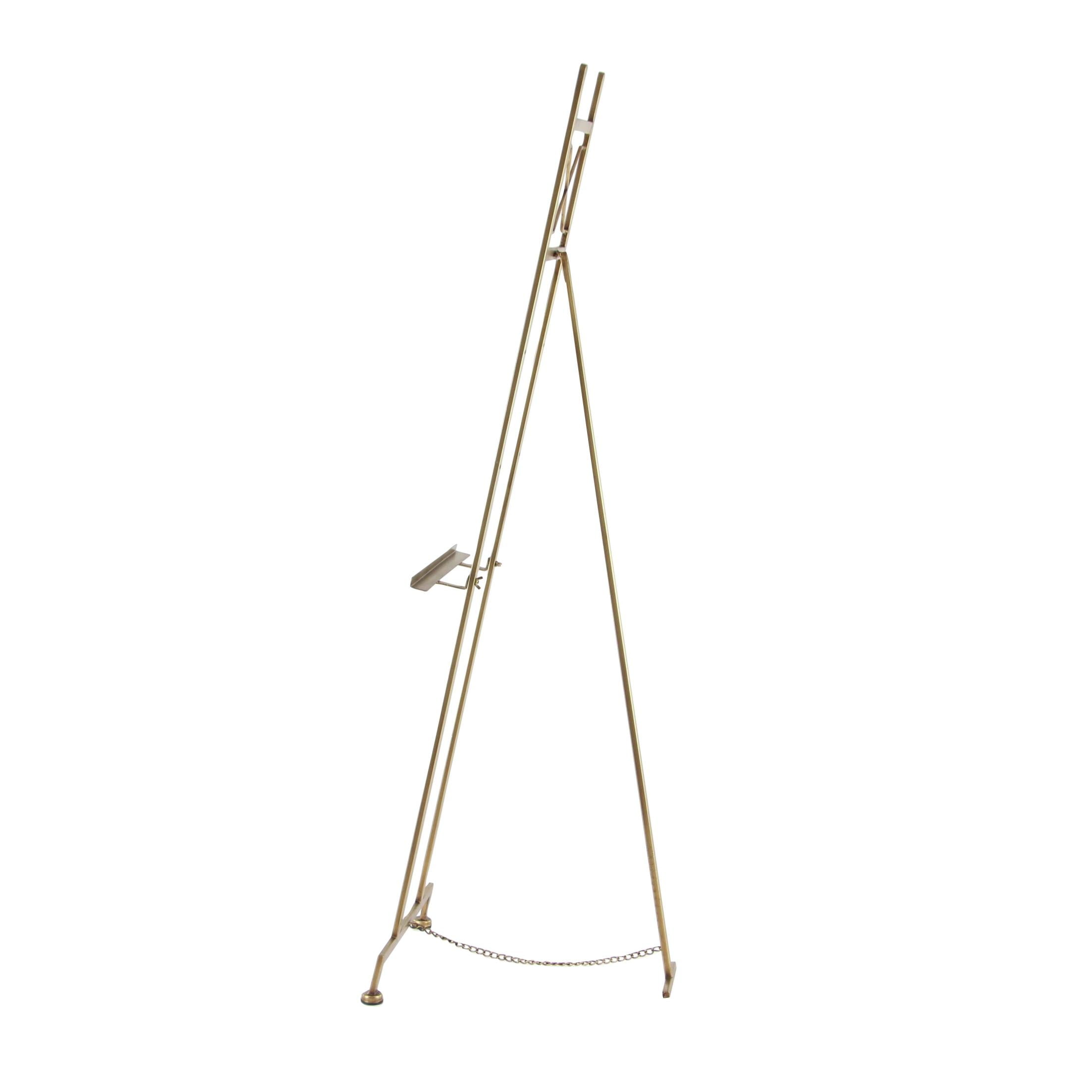 DecMode Modern Elegant Retractable Large Free-Standing Iron Easel in Gold, 17"L x 15"W x 57"H