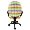 thumbnail image 3 of Colorful Office Chair Slipcover, Layout Of Mini Triangular Motifs Horizontally Aligned, Protective Stretch Decorative Fabric Cover, Standard Size, Violet Lime Green, By Ambesonne, 3 of 5