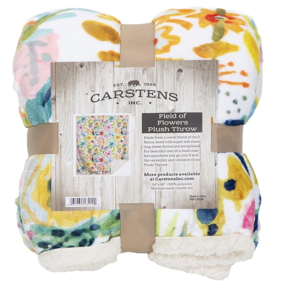 CARSTENS, INC. Ultra Premium Super Soft Plush Sherpa Fleece Oversized Throw Blanket 54" x 68" - Field of Flowers