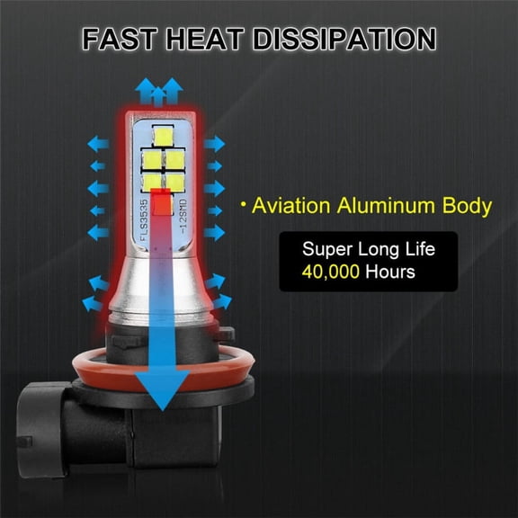 Zyutaosan 2Pcs H11 H8 Led Bulb Led Flash Strobe Blinking Car Fog Light 1400Lm 6000K White 12V 24V Drl Auto Lamp Bulbs