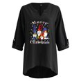thumbnail image 4 of Tops Para Mujer Tops Con Estampado Navideño Manga Larga Hombro Algodón Lino Cuello en V Blusa Túnica Suelta Odeerbi  ODB183859, 4 of 5