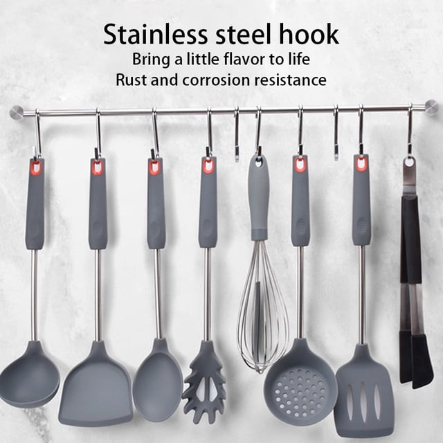 Utensil Rack Mounted Stainless Single-Bar Cooking Accessories Hanger Hooks Convenient Rustproof Organizer Furniture Bathroom Tools Pan Towel