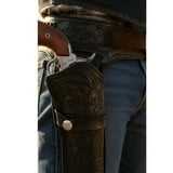 TJAYZ Western Drop Loop Leather Gun Belt and Holster, Right Hand, 38 357 Caliber, BLACK 42"