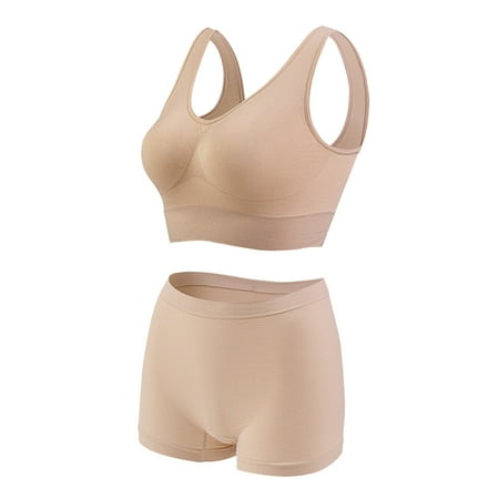 Clearance!Uooqdmx Lingerie for Women Plus Size Lingerie Sports Bra Fitness Running Yoga Vest without Rims Large Size Breathable Sports Bra Set Women s Lingerie  Sleep & Lounge Beige XL