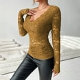 thumbnail image 5 of Women's Floral Embroidery Eyelet Lace Crew Neck Long Sleeve Top, 5 of 8