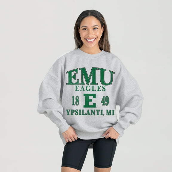 Women's Gameday Couture Ash Eastern Michigan Eagles Premium Fleece Pullover Sweatshirt