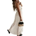 thumbnail image 4 of DYMADE Womens Bohemian Dress Lace Deep V Neck Summer Beach Flowy Long Maxi Dresses, 4 of 4