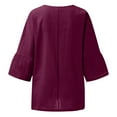 thumbnail image 4 of Hauts d'Été pour Femmes 2023 Mode Femmes Été Imprimé Trois Quarts Manches Courtes Col Rond Régulier T-Shirt Bohème Grande Taille pour Femmes, 4 of 4