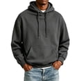 thumbnail image 2 of Domuza Mens Hoodie Long Sleeve Hooded Sweatshirt Casual Basic Essential Drawstring Pullover Hoodie With Pocket - Dark Gray 2XL, 2 of 7