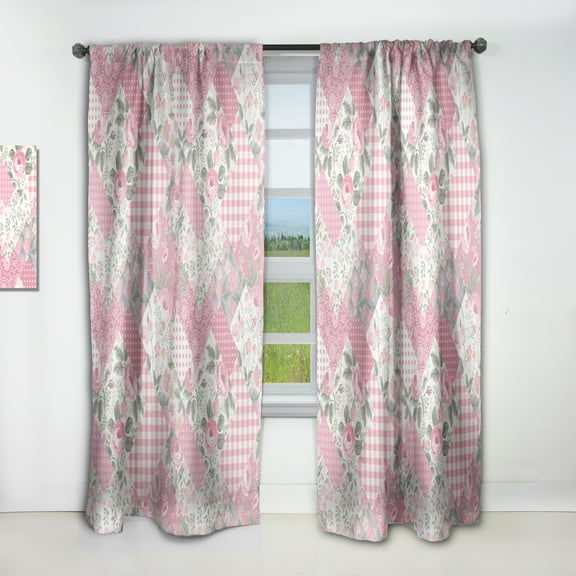 Designart 'Floral Patchwork Collage' Modern Curtain Panel