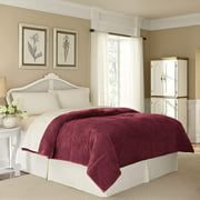 Vellux Luxury Plush Blanket, 100% Hypoallergenic Velvety, 100% Polyester, Size: Twin, Burgundy