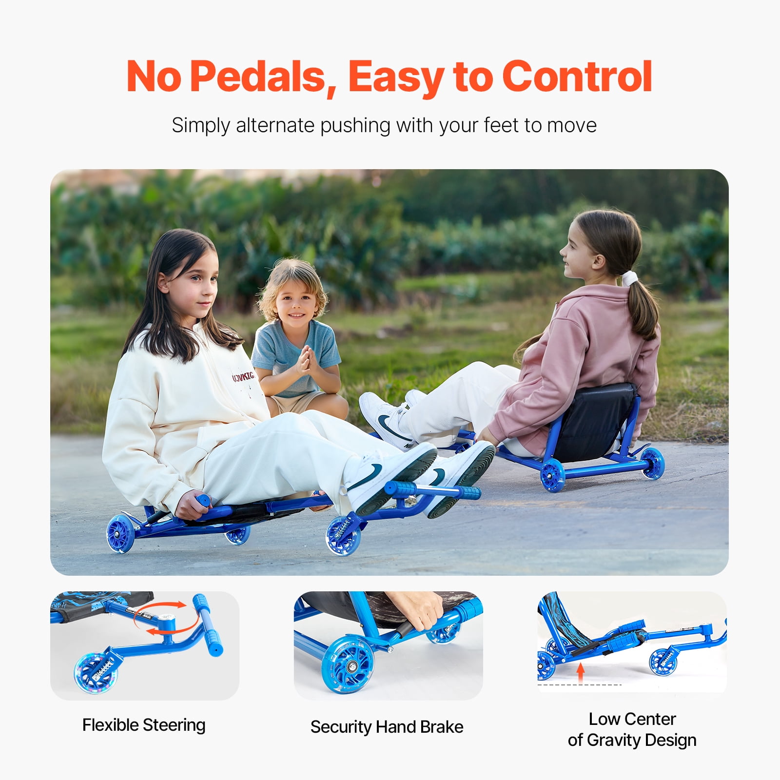 VEVOR Ride on Scooter, Drifting Toy for Ages 10+, Load Capacity