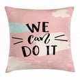 thumbnail image 1 of Feminist Throw Pillow Cushion Cover, Calligraphy Style Black Font with Feminism Saying We Can Do It, Decorative Square Accent Pillow Case, 18 X 18 Inches, Pale Blue Pale Pink Black, by Ambesonne, 1 of 2