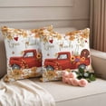 thumbnail image 2 of Red Truck Fall Outdoor Waterproof Pillow Covers, Pumpkin Thanksgiving Botanical Leaves Decorative Square Throw Pillowcase Sofa Cushion Sham for Patio/Couch/Chair, 24"x24" 2 Pack, 2 of 8