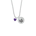 thumbnail image 2 of Delight Jewelry Acrylic 5/16" Purple Heart Silvertone Script Initial Disc - U - Charm Necklace, 20"+3", 2 of 4