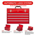thumbnail image 6 of Metal Tool Box with 4 Drawers Portable Steel Tool Chest with Metal Cylinder Lock and Latch Closure, Liner, Red Powder Coating, Suitable for Garage, Warehouse and Outdoor Repair Job, 6 of 7