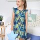 thumbnail image 4 of Balery Hawaiian Style Camisón de princesa para niñas, pijama de algodón con mangas abullonadas, suave y bonito.-Large, 4 of 6