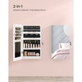 thumbnail image 3 of SONGMICS Mirror Jewelry Cabinet Armoire with Built-in LED Lights Wall or Door Mounted Jewelry Storage Organizer Hanging Mirror Cabinet White, 3 of 7