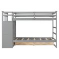thumbnail image 6 of Harper & Bright Designs Stairway Bunk Bed Twin over Twin, Wooden Twin Size Bunk Bed Frame with 6 Storage Drawers and Staircase for Boys and Girls Adults, Gray, 6 of 20